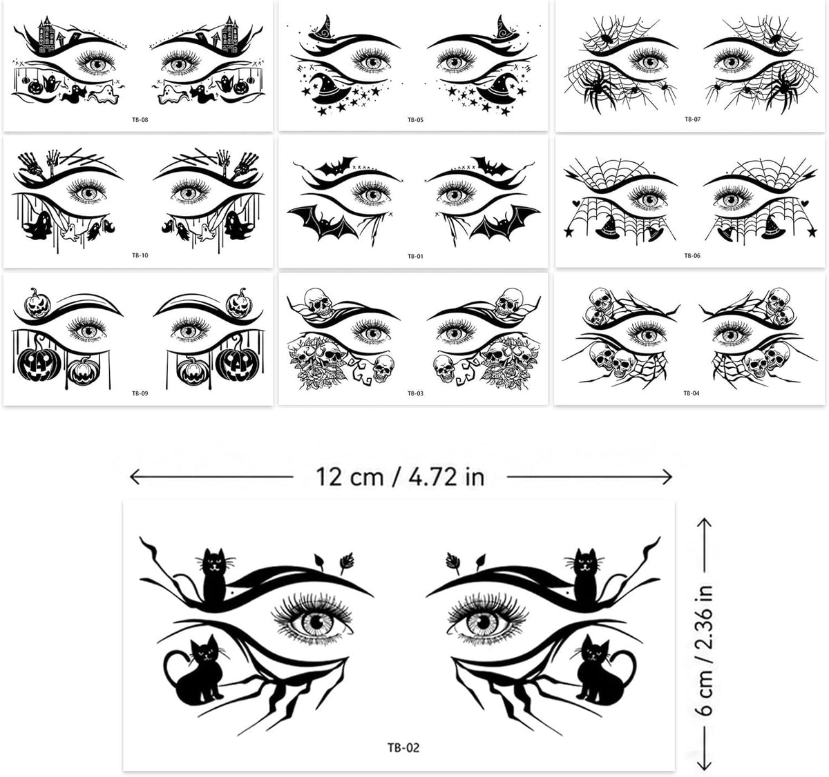 KissICON item 10Piece Halloween Temporary Face Tattoo Stickers Kit