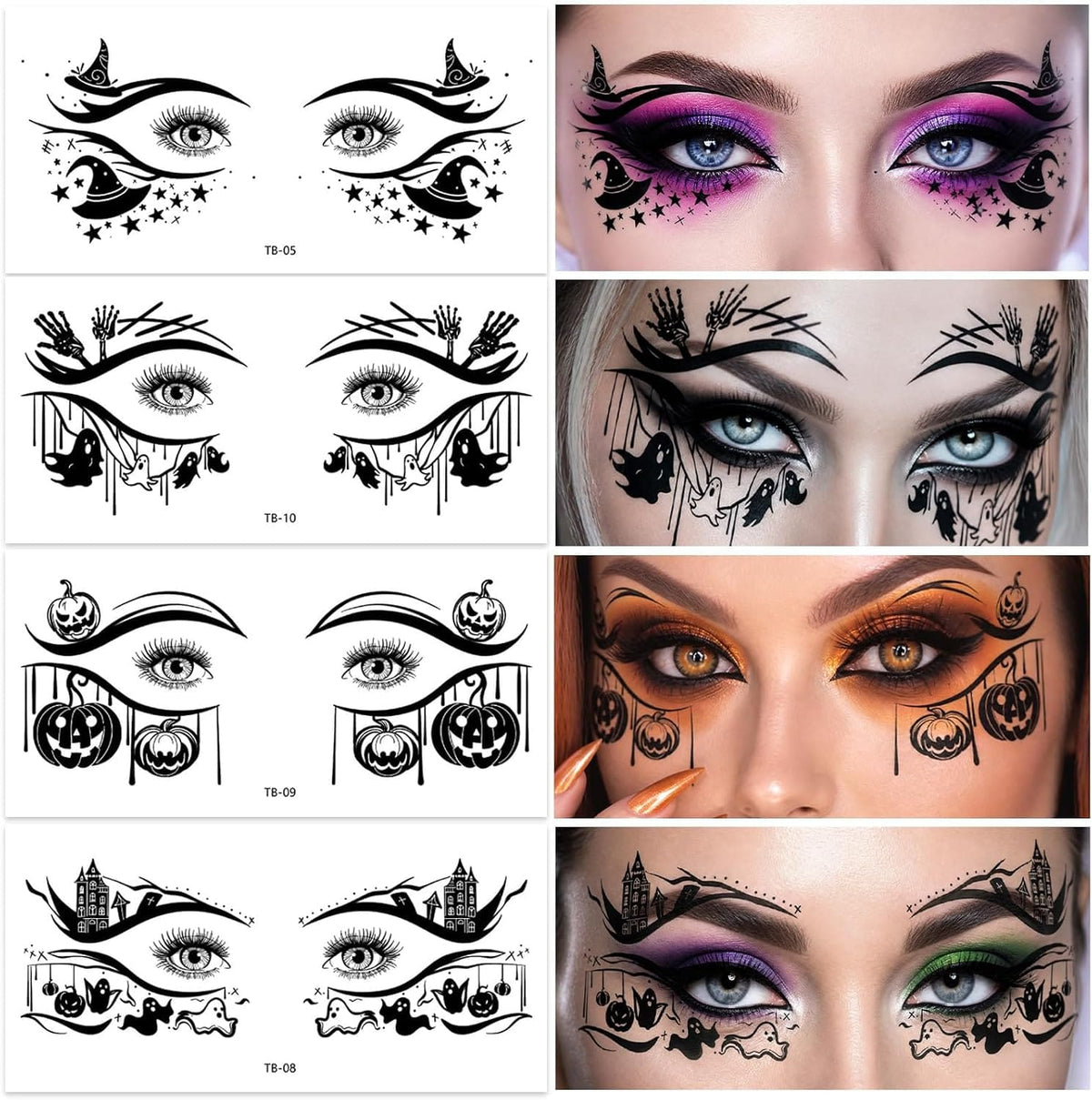 KissICON item 10Piece Halloween Temporary Face Tattoo Stickers Kit