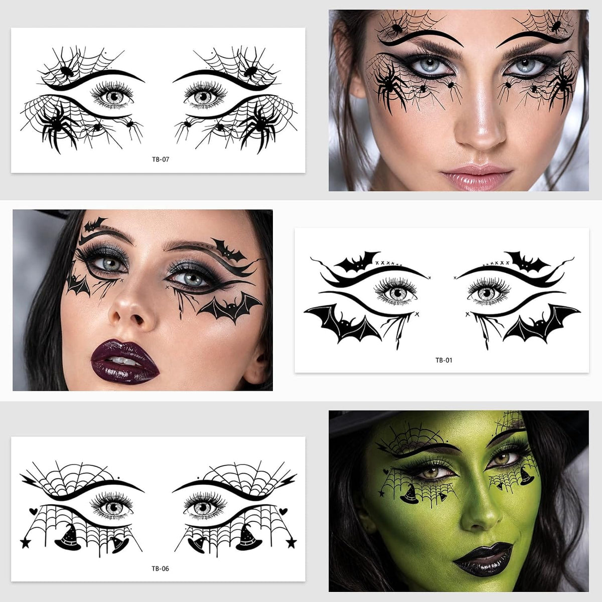KissICON item 10Piece Halloween Temporary Face Tattoo Stickers Kit