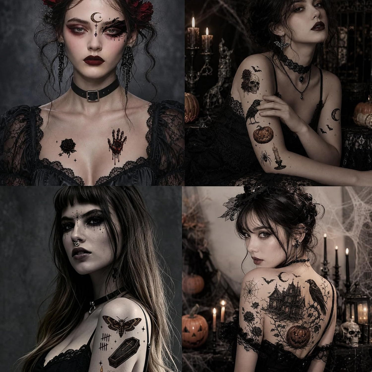KissICON item 20 Sheets Halloween Gothic Eye Shadow Face Temporary Tattoos