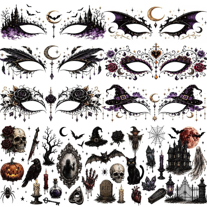 20 Sheets Halloween Gothic Eye Shadow Face Temporary Tattoos