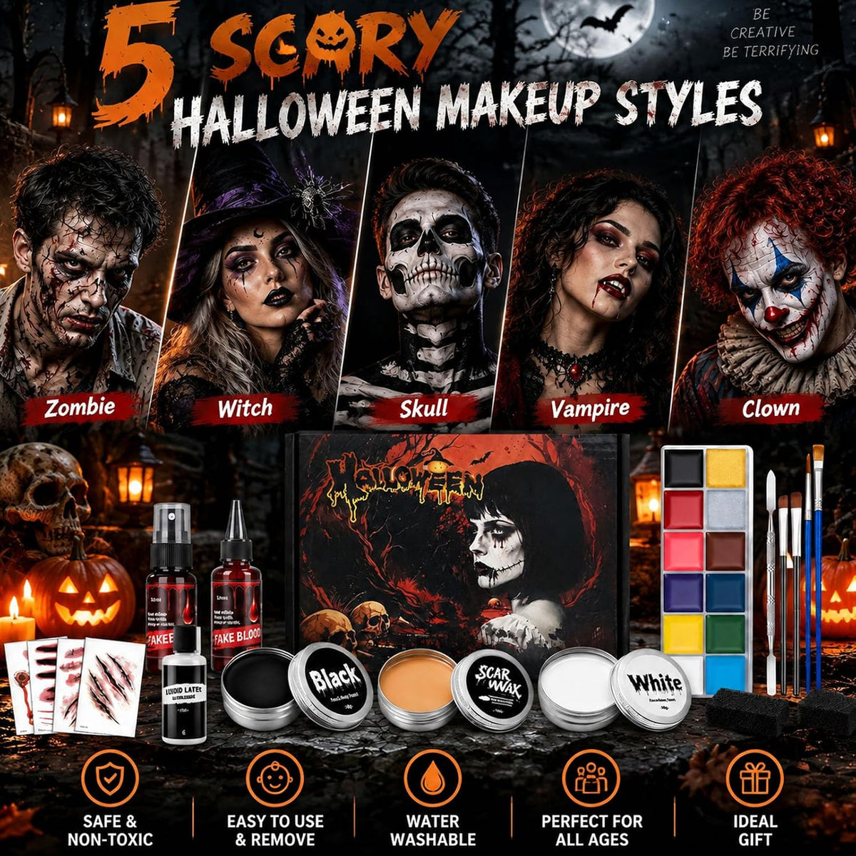 KissICON item BULAWAN 16Piece Halloween SFX Face Paint Kit