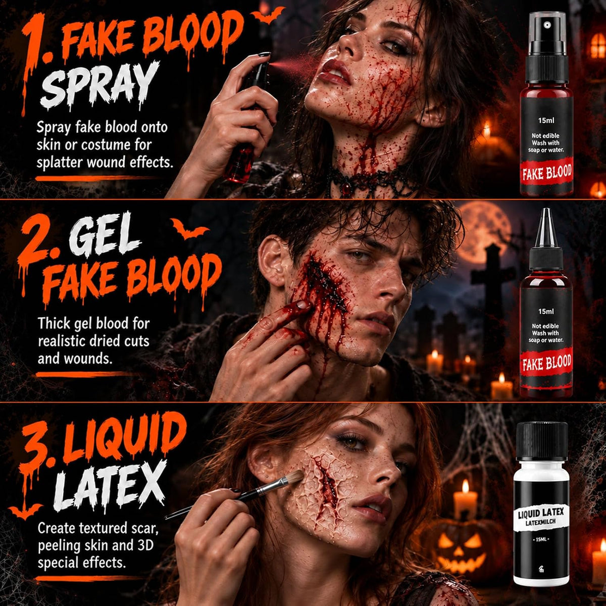 KissICON item BULAWAN 16Piece Halloween SFX Face Paint Kit