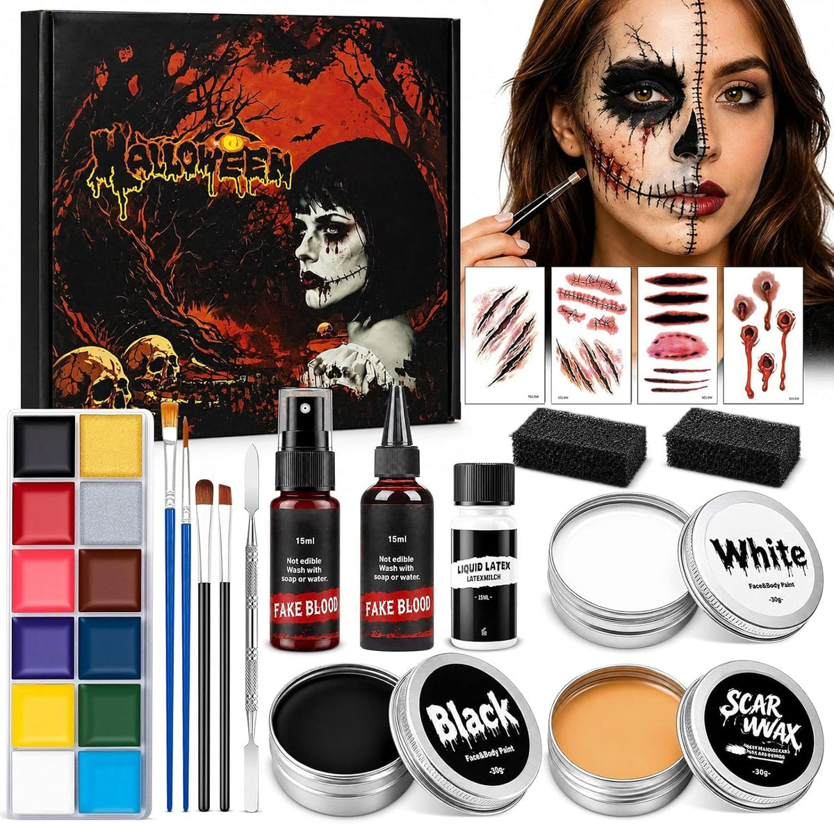 KissICON item BULAWAN 16Piece Halloween SFX Face Paint Kit
