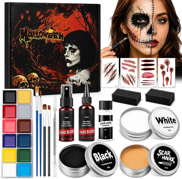 BULAWAN 16Piece Halloween SFX Face Paint Kit