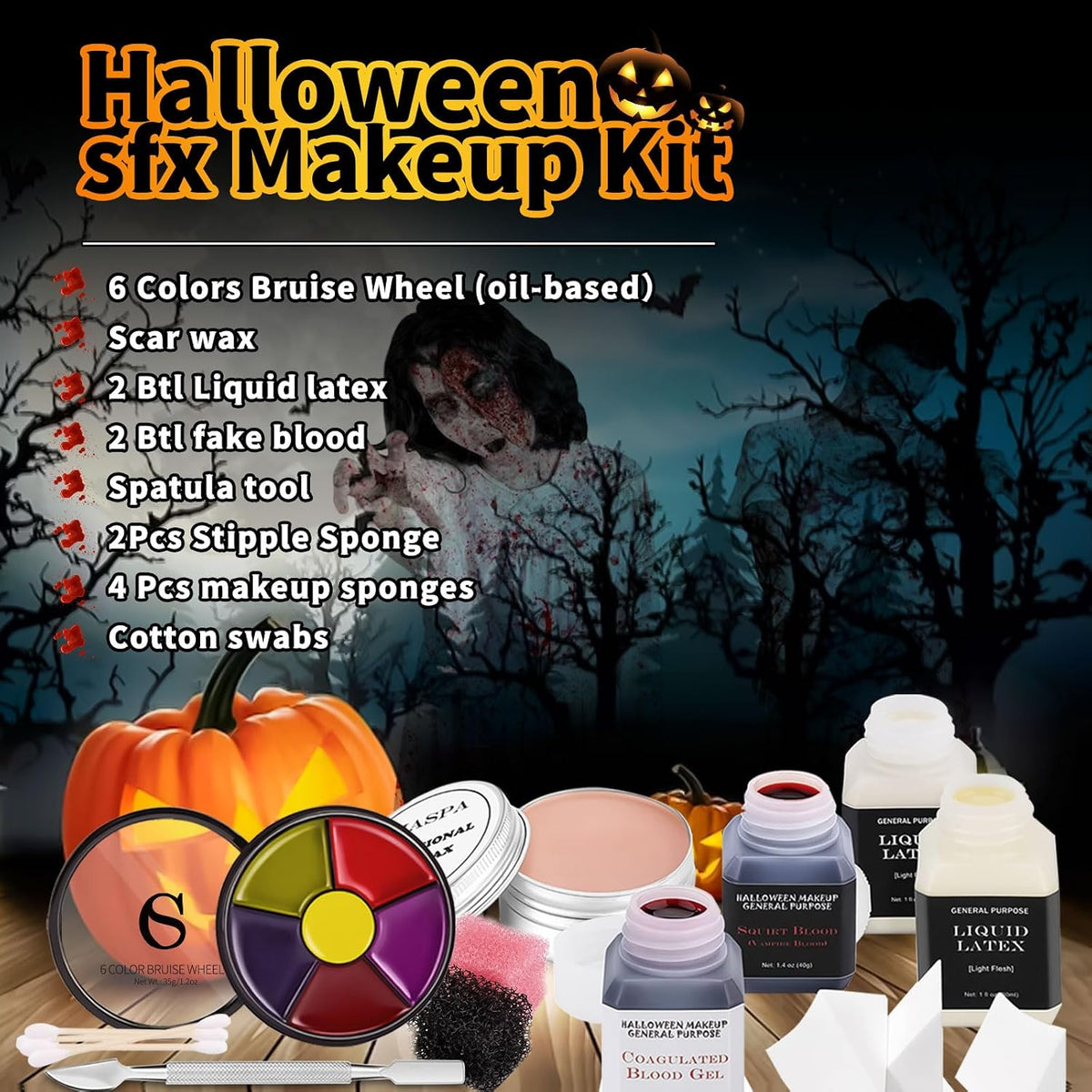 KissICON item CHASPA Halloween SFX Makeup Kit with Liquid Latex and Scar Wax
