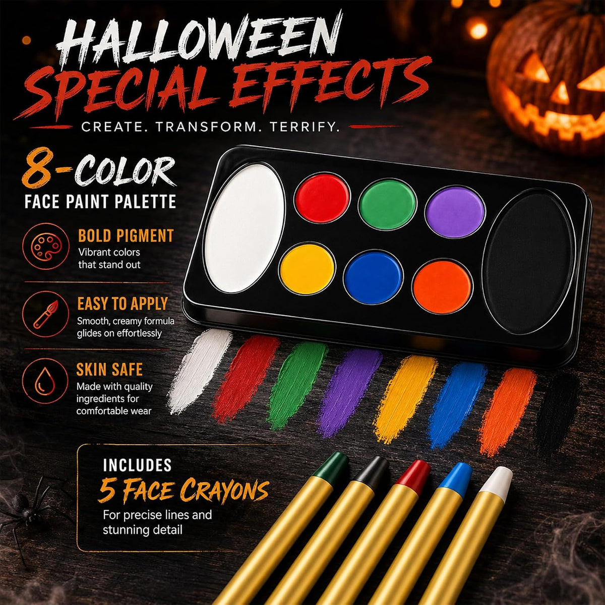 KissICON item Complete Halloween Face Paint and Fake Blood SFX Kit