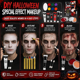 KissICON item Complete Halloween Face Paint and Fake Blood SFX Kit