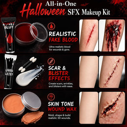 KissICON item Complete Halloween Face Paint and Fake Blood SFX Kit