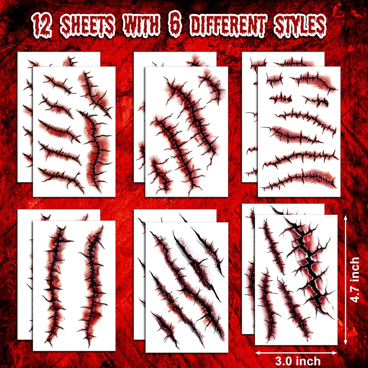 KissICON item JCFIRE Halloween Zombie Makeup Kit with Scar Tattoos