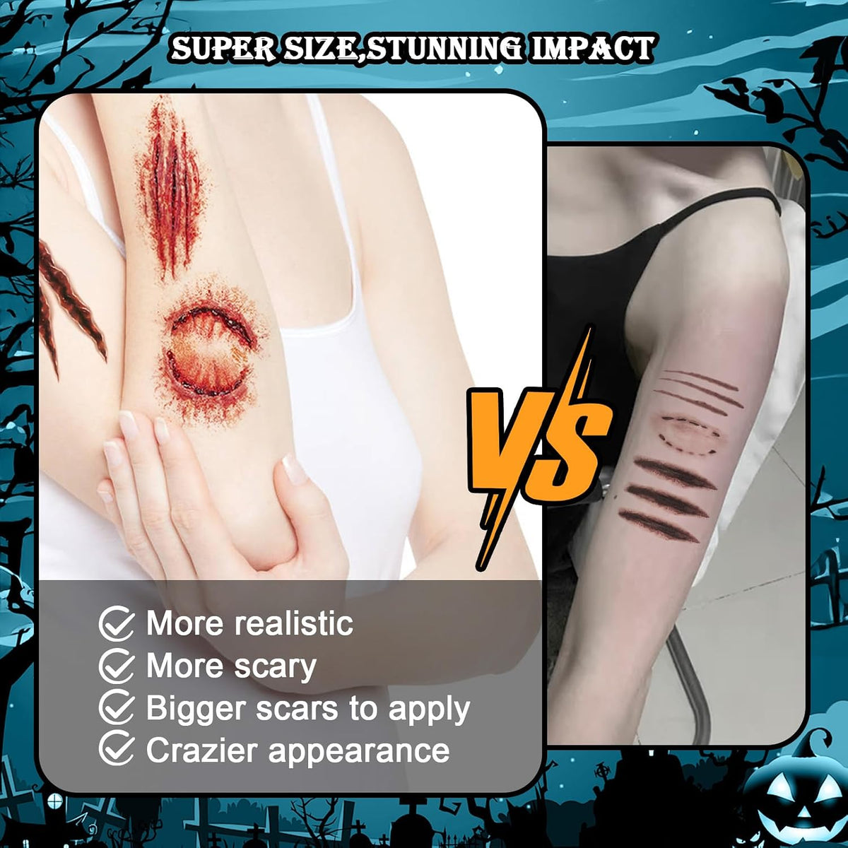 KissICON item Large Halloween Zombie Scar and Fake Blood Tattoo Sheets