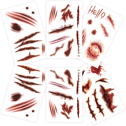 KissICON item Large Halloween Zombie Scar and Fake Blood Tattoo Sheets