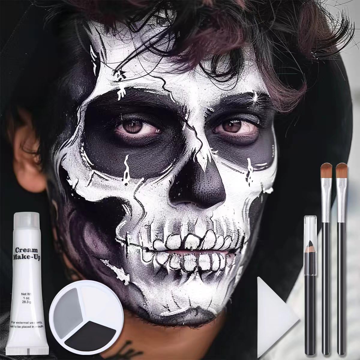 KissICON item Pro Grey Black  White Halloween Face Paint Kit