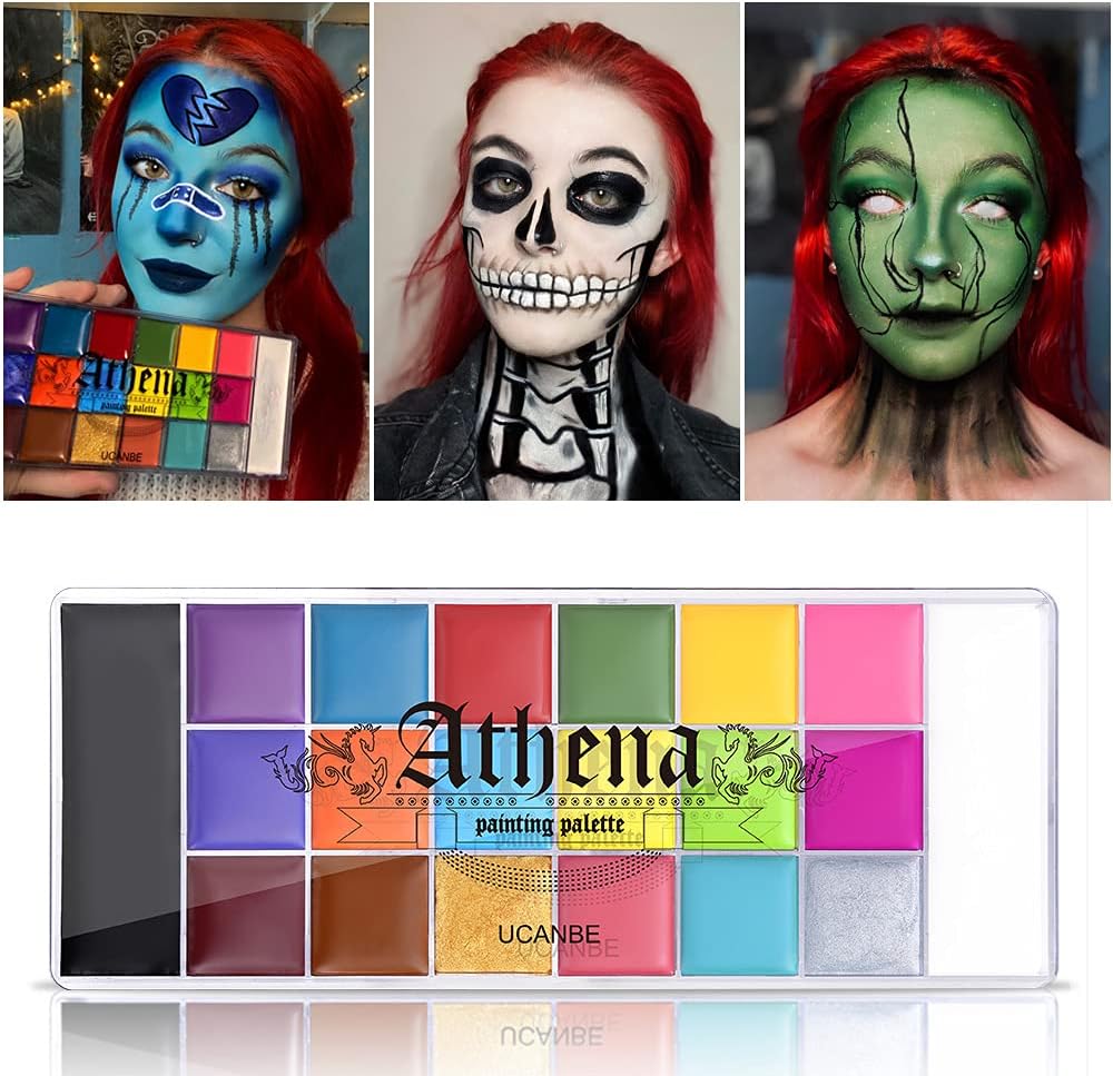 KissICON item Professional Face and Body Paint Palette with 10 Brushes