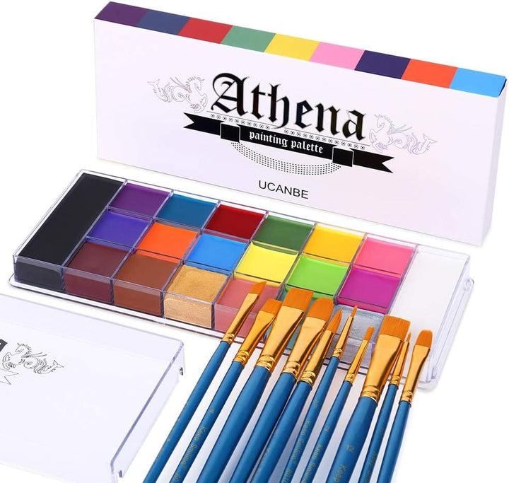 Professional Face and Body Paint Palette with 10 Brushes
