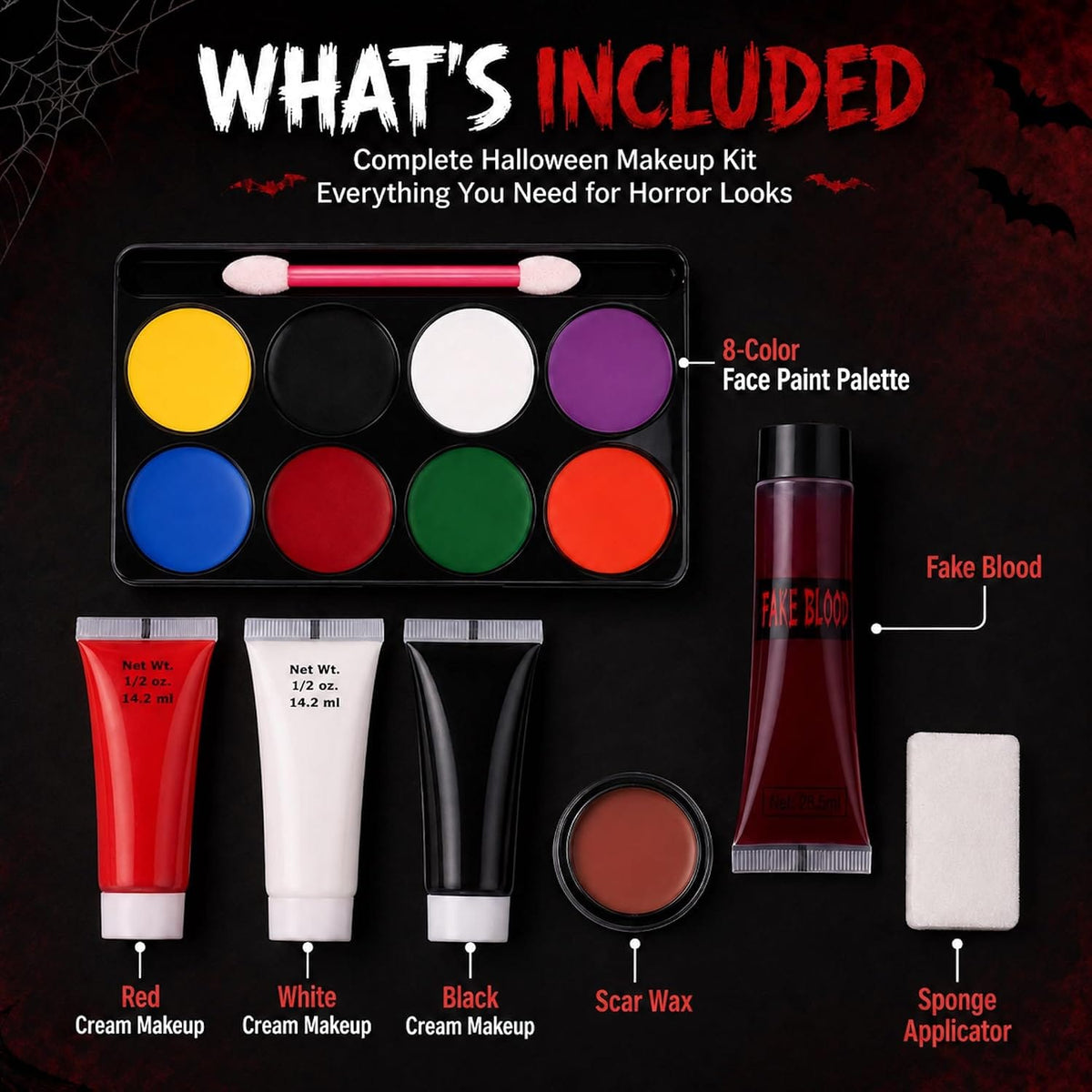 KissICON item Professional Halloween SFX Makeup Kit with Scar Wax and Blood