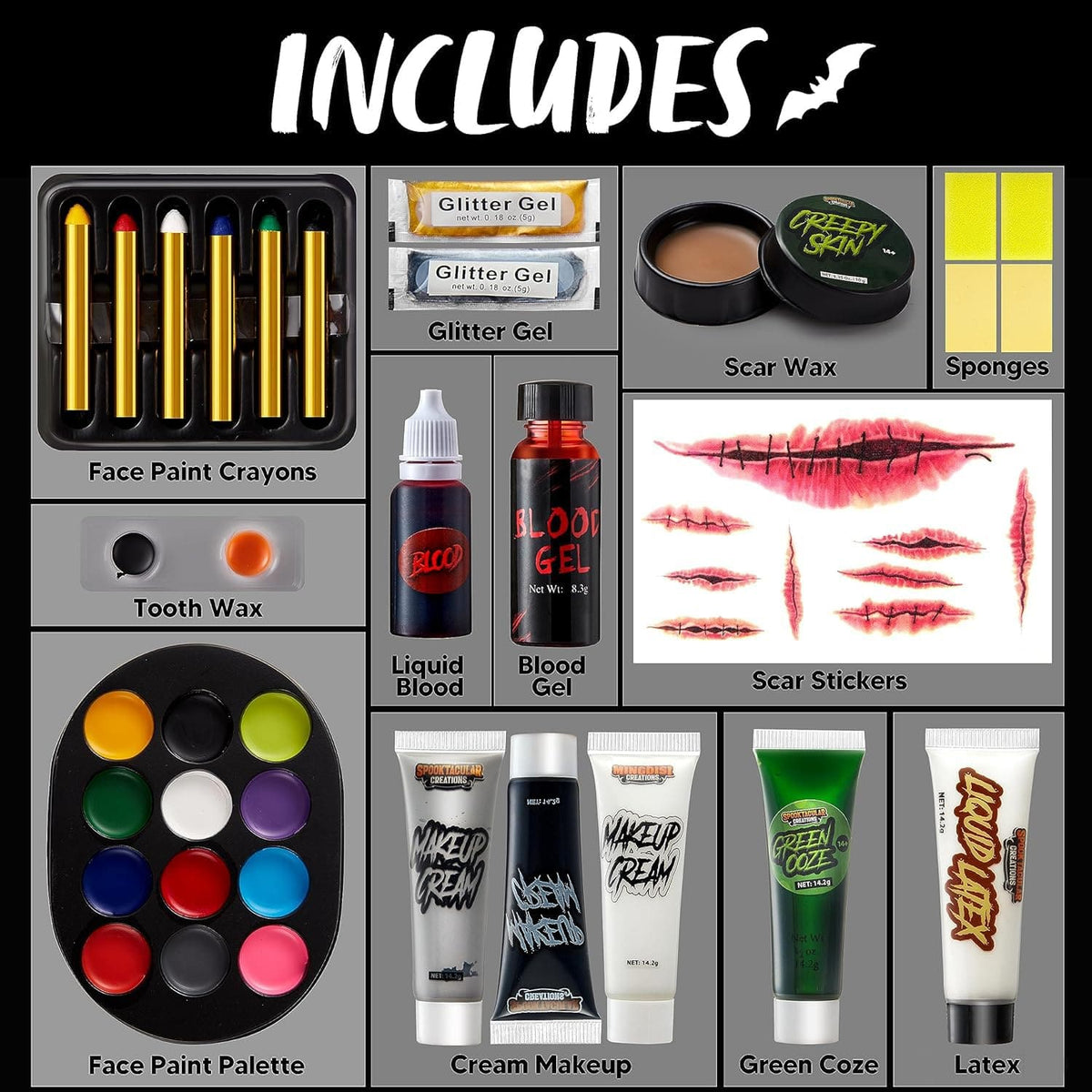 KissICON item Spooktacular Creations 26Piece Zombie Family Halloween Makeup Kit