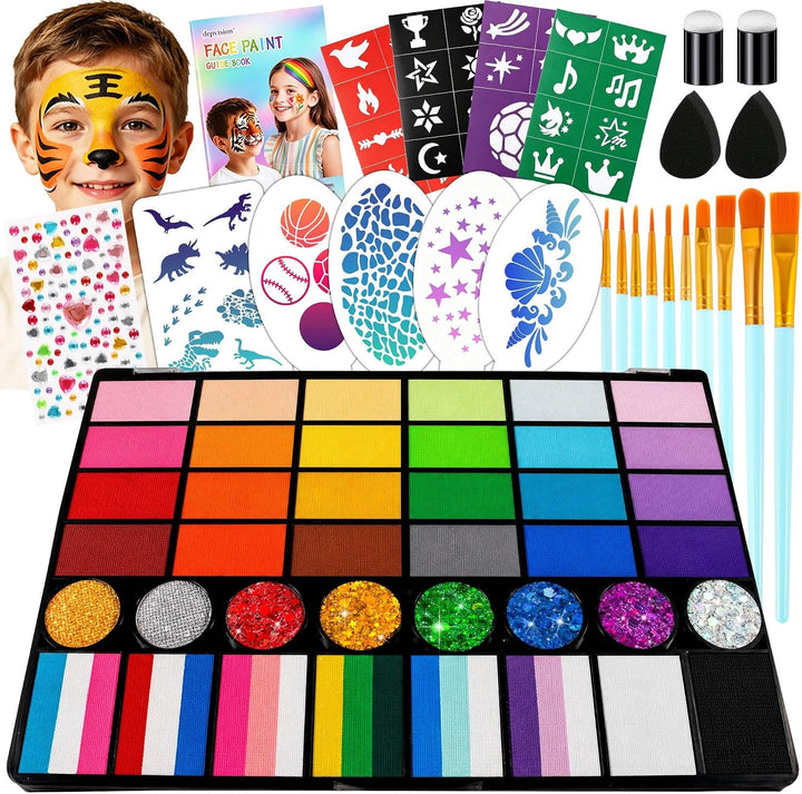 Ultimate 52Color NonToxic Kids Face Painting Kit