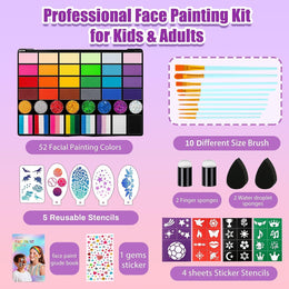 KissICON item Ultimate 52Color NonToxic Kids Face Painting Kit