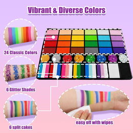 KissICON item Ultimate 52Color NonToxic Kids Face Painting Kit