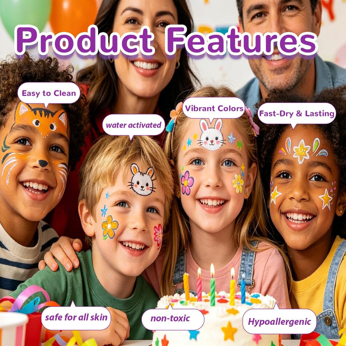 KissICON item Ultimate 52Color NonToxic Kids Face Painting Kit