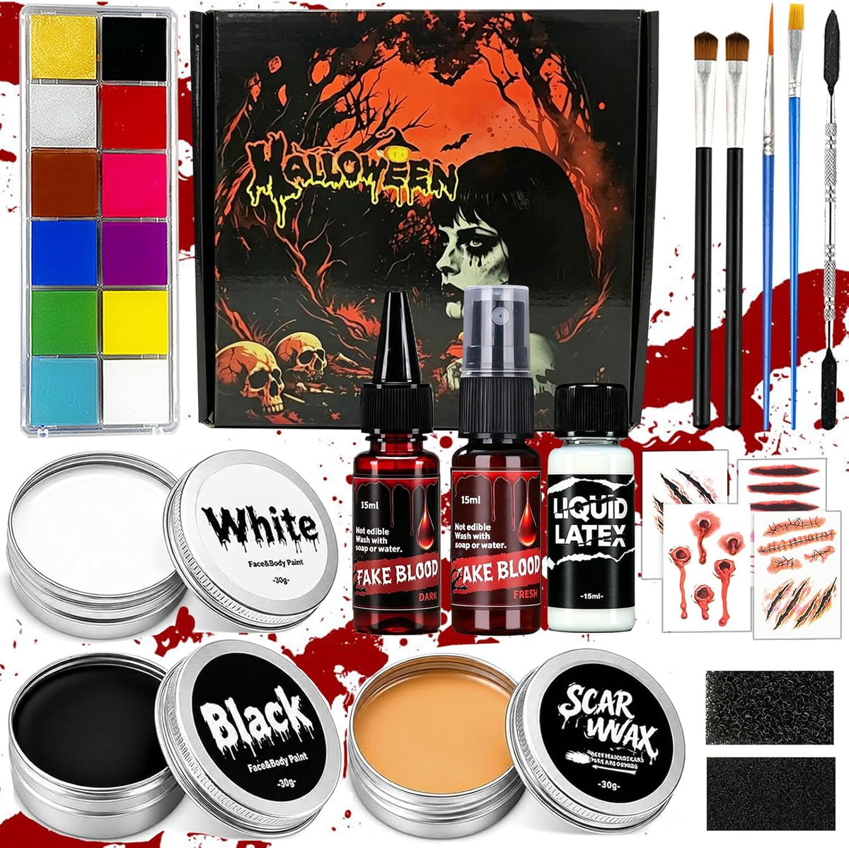 KissICON item Ultimate Adult Halloween Face Paint and SFX Makeup Kit