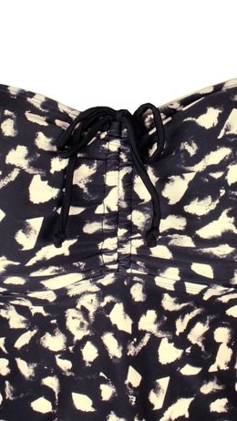 jkthpu-45 IVEDO Women'S Plus Size Off-Shoulder Tankini Top - Sexy High-Stretch Comfort, Black & White Leopard Print with Drawstring Detail, Perfect for Parties & Beach Outings, High Waisted Swimsuit