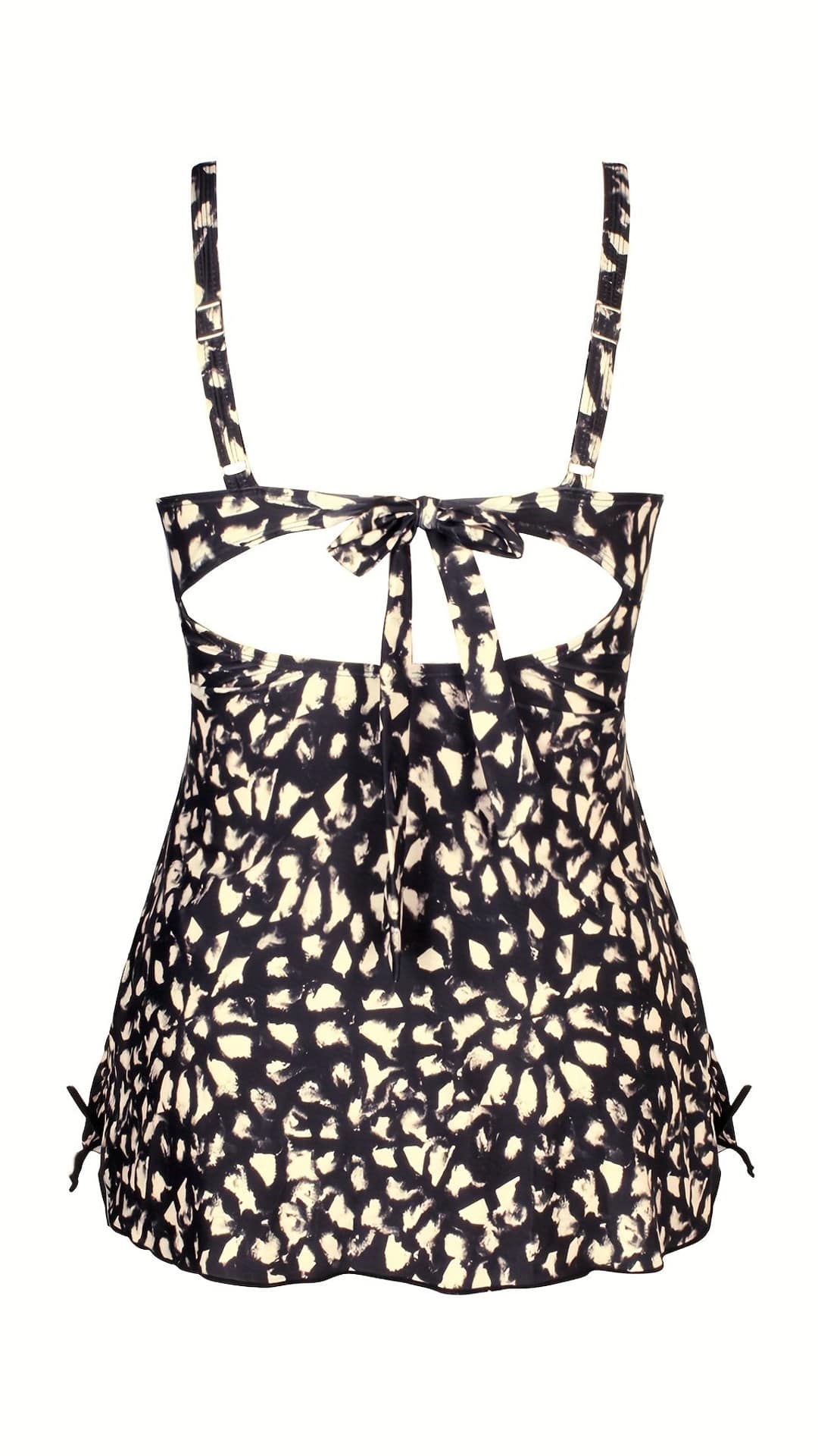 jkthpu-45 IVEDO Women'S Plus Size Off-Shoulder Tankini Top - Sexy High-Stretch Comfort, Black & White Leopard Print with Drawstring Detail, Perfect for Parties & Beach Outings, High Waisted Swimsuit