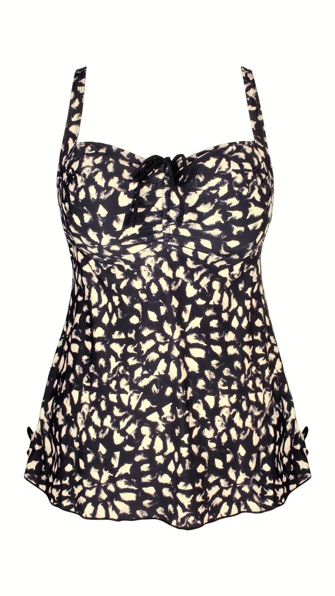 jkthpu-45 IVEDO Women'S Plus Size Off-Shoulder Tankini Top - Sexy High-Stretch Comfort, Black & White Leopard Print with Drawstring Detail, Perfect for Parties & Beach Outings, High Waisted Swimsuit