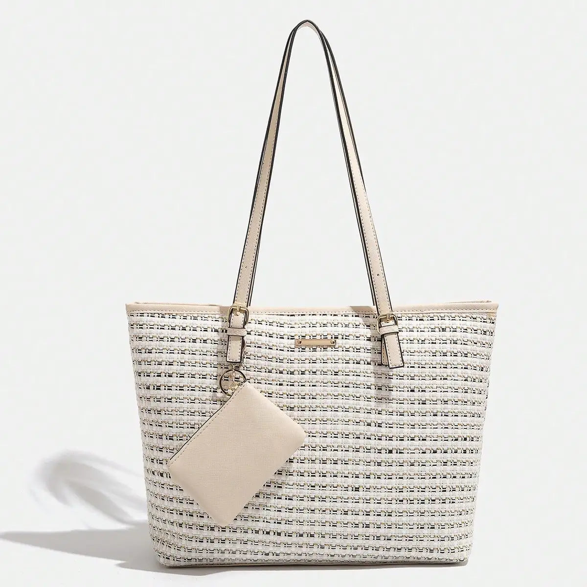 Dropshipman Ivory / L 2024 Europe and the United States new women's handbag shoulder bag cross pattern simple fashion bag