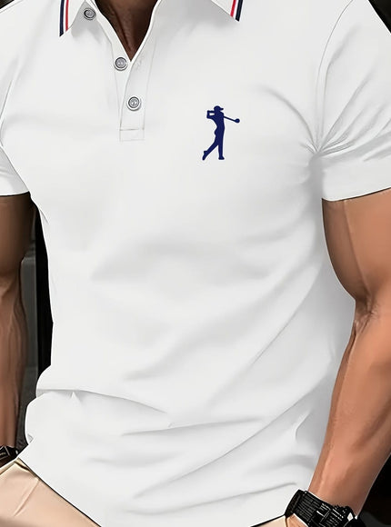 KissICON Ivory White / UK 36 SpringSummer Mens Printed ShortSleeve Golf Shirt