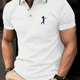 KissICON Ivory White / UK 38 SpringSummer Mens Printed ShortSleeve Golf Shirt