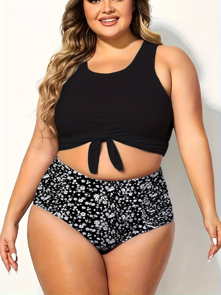 Iyunqing Chic Waist Tietop Swimsuit