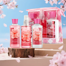 KissICON Japanese Cherry Blossom 💋 Floral Bath Gift Set For Women -