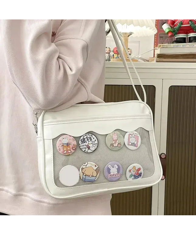 Dropshipman Japanese Harajuku Ita Bag for Women PU Transparent Pocket Itabag High School Girls Uniform JK Crossbody Shoulder Bag Handbags