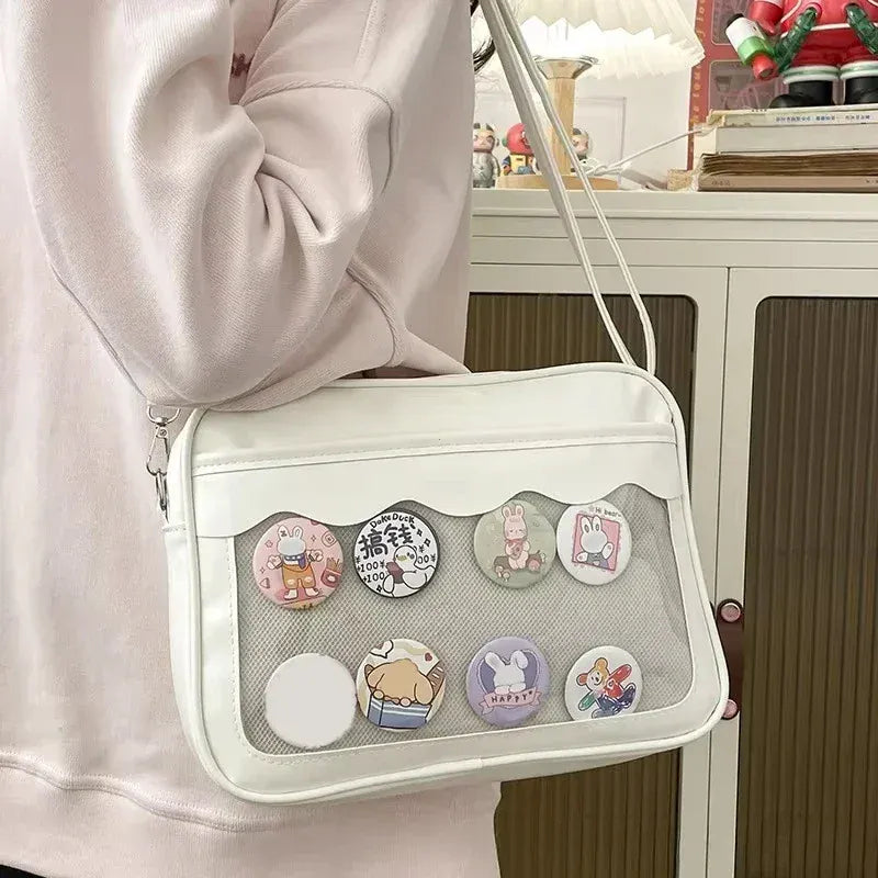 Dropshipman Japanese Harajuku Ita Bag for Women PU Transparent Pocket Itabag High School Girls Uniform JK Crossbody Shoulder Bag Handbags