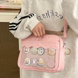 Dropshipman Japanese Harajuku Ita Bag for Women PU Transparent Pocket Itabag High School Girls Uniform JK Crossbody Shoulder Bag Handbags