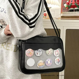 Dropshipman Japanese Harajuku Ita Bag for Women PU Transparent Pocket Itabag High School Girls Uniform JK Crossbody Shoulder Bag Handbags