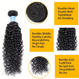KissICON Jerry Curl Extensions 3 Bundles 5x5 Closure -