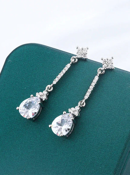 KissICON Jewelry Sparkly S925 Silver Plated White Zircon Water Drop Earrings Assorted Temperament Earrings for Girlfriend Gifts