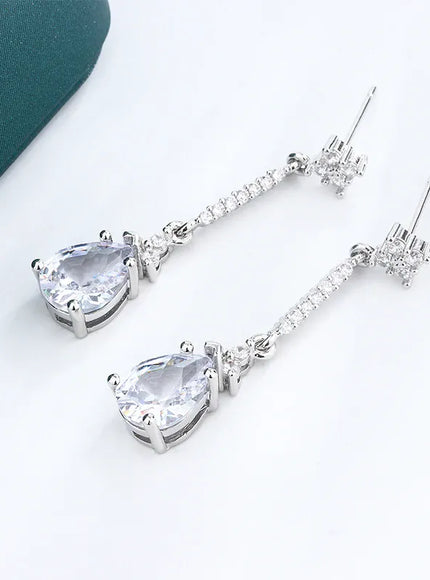 KissICON Jewelry Sparkly S925 Silver Plated White Zircon Water Drop Earrings Assorted Temperament Earrings for Girlfriend Gifts
