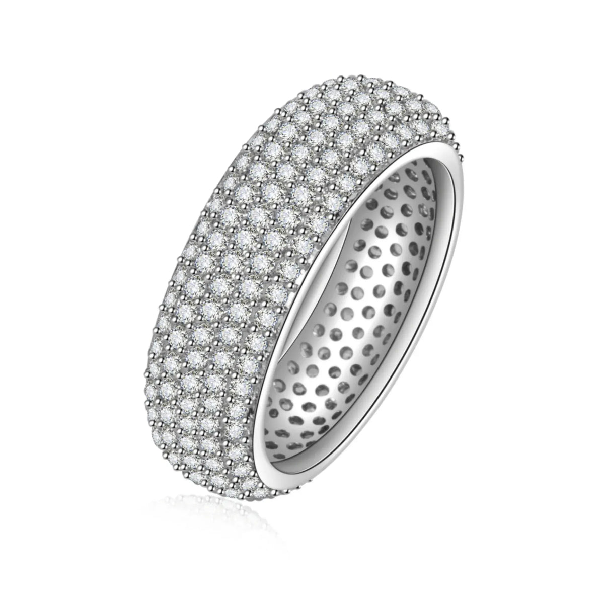 KissICON JJH004 / resizable 925 Sterling Silver Plated 18K Gold Diamond Ring Fashionable Decorative Dazzling Circular Ring