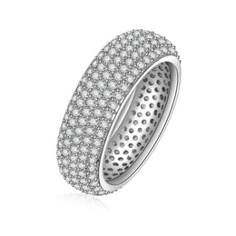 KissICON JJH004 / resizable 925 Sterling Silver Plated 18K Gold Diamond Ring Fashionable Decorative Dazzling Circular Ring