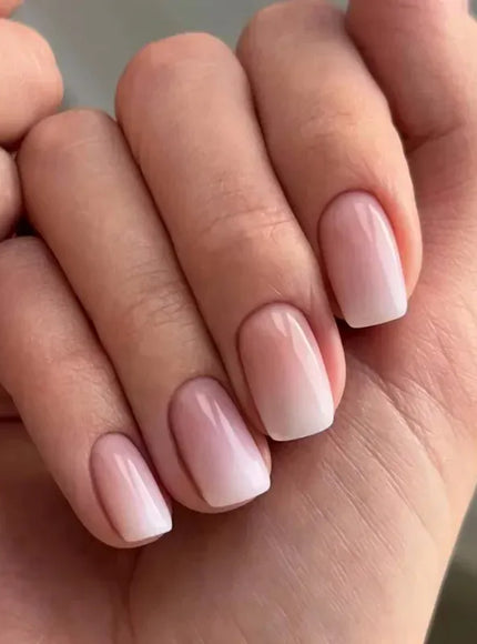 KissICON JQJ111105-4 24Pcs Oval Short Pink Press on Nails Simple