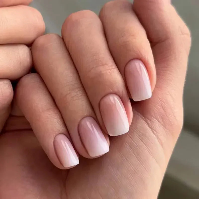 KissICON JQJ111105-4 24Pcs Oval Short Pink Press on Nails Simple