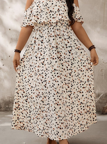 jkthpu-45 Juicy Apricot Hue / UK 16 - Chic & Stylish Plus Size Bohemian Floral Print Maxi Dress