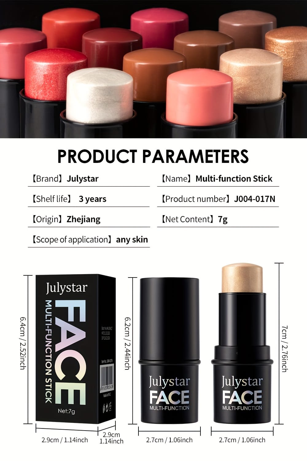 jkthpu-45 Julystar Blush Stick Matte Finish Full Coverage Berry
