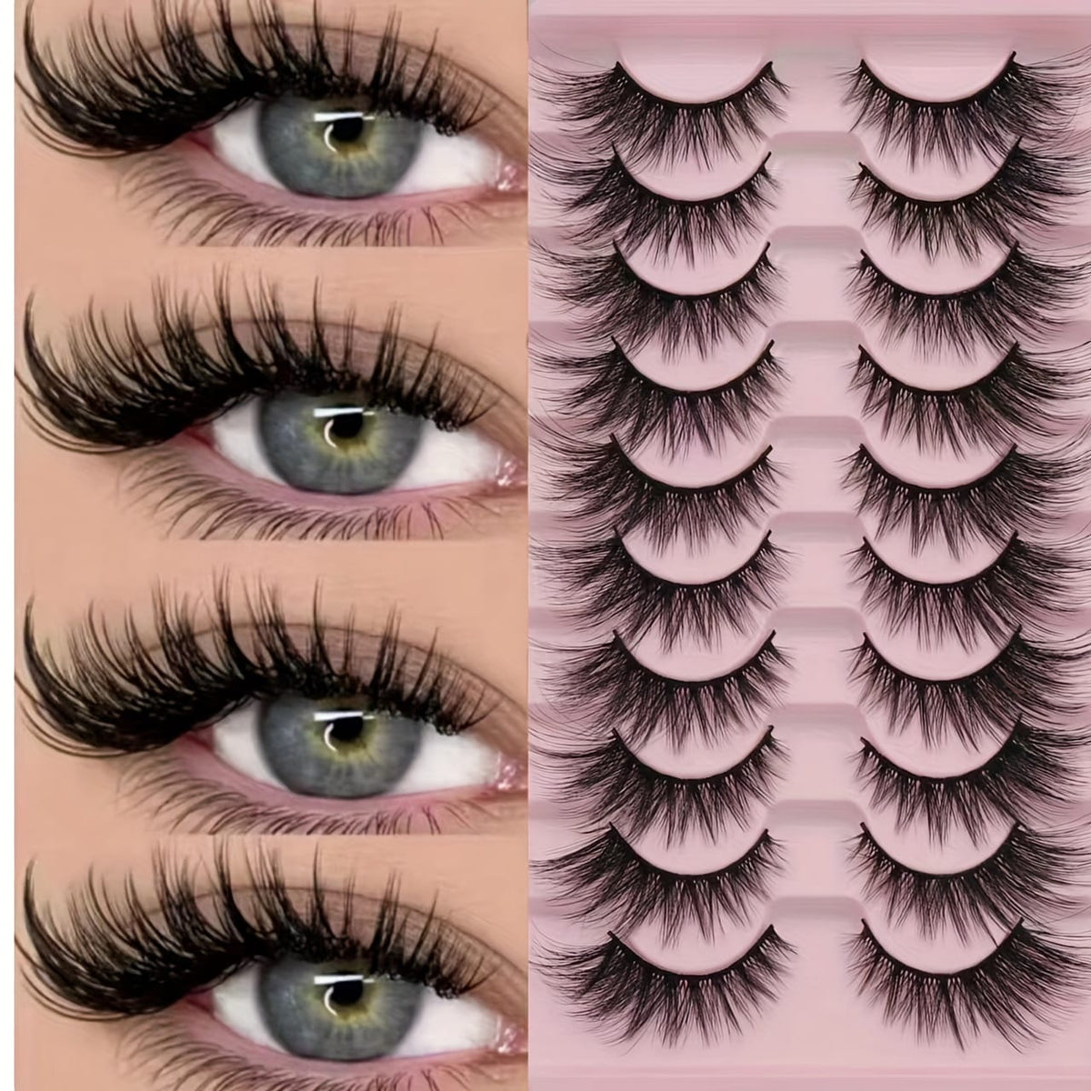 KissICON K-J-3 "10 Pairs In 1 Box" KissIcon 3D Plush Volume Lashes - Beginner Friendly