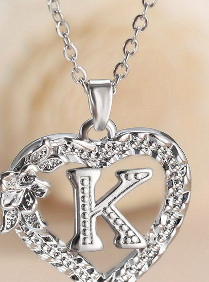 jkthpu-45 K KissIcon Elegant Initial Heart Necklace - CZ Birthstone