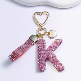 KissICON K Sparkling Pink  White Initial PVC Keychain Gift
